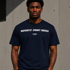 Superfly Jimmy Snuka Men's T-Shirt — lifestyle photo, Navy t-shirt