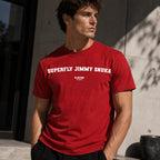 Superfly Jimmy Snuka Men's T-Shirt — lifestyle photo, Red t-shirt