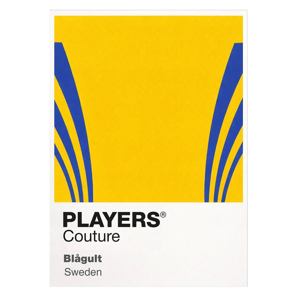 Sweden Classic Football Shirt Colours Frame Men's T-Shirt – white close-up detail shot of the Sweden Players Couture logo