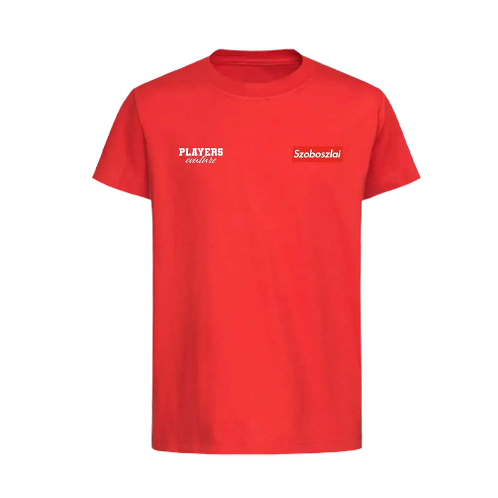 Dominik Szoboszlai t-shirt – red kids' t-shirt featuring the Dominik Szoboszlai Players Couture logo