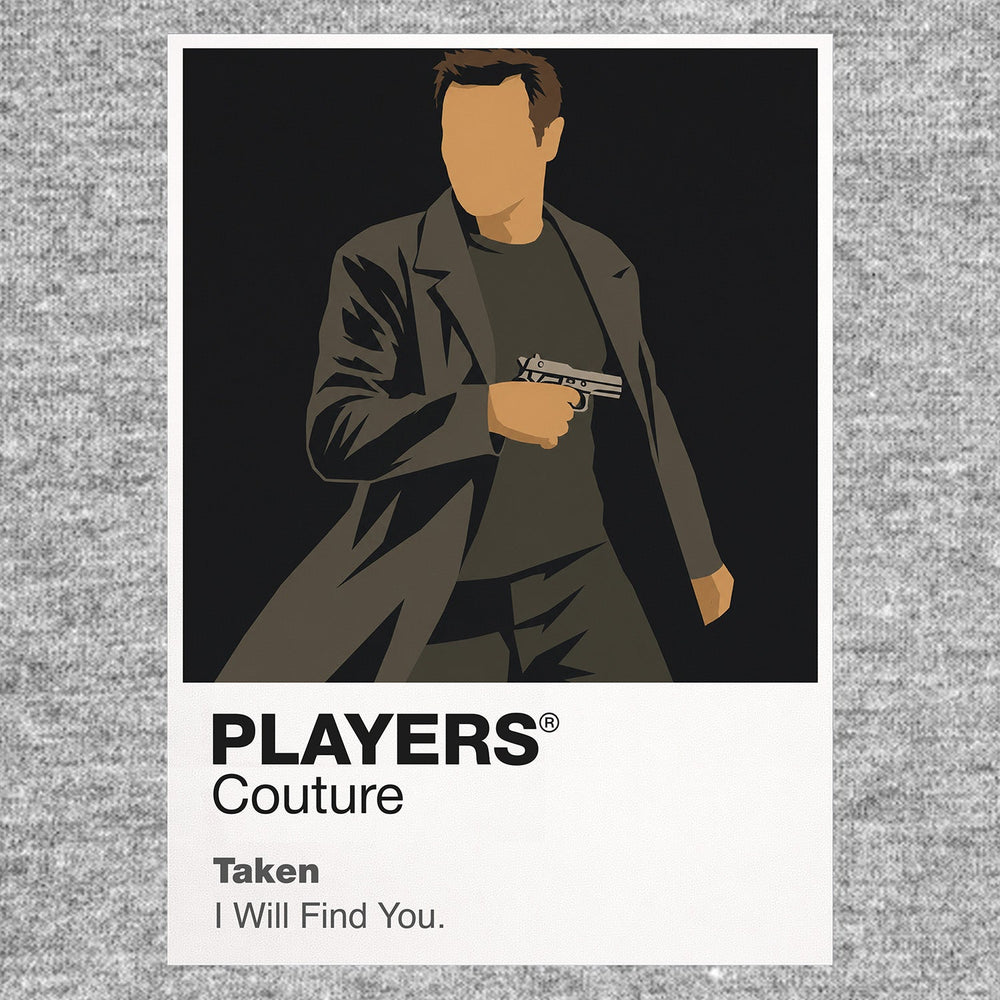 Taken Bryan Mills on the telephone, combining a calm warning with the focused stance of a former intelligence operative Icon Frame artwork in grey