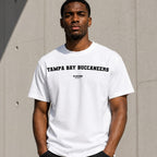 Tampa Bay Buccaneers Men's T-Shirt — lifestyle photo, White t-shirt