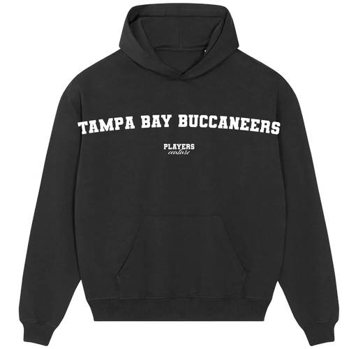 Tampa Bay Buccaneers hoodie – black men's hoodie with white Tampa Bay Buccaneers letters and Players Couture logo on the