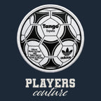 World Cup Tango Ball Badge Men's Hoodie – white close-up detail shot of the World Cup Tango Ball Players Couture logo design
