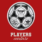 World Cup Tango Ball Badge Men's Hoodie – white close-up detail shot of the World Cup Tango Ball Players Couture logo design