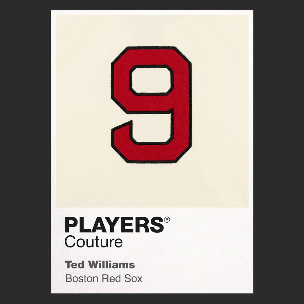 Ted Williams 9 Jersey Frame Men's T-Shirt – black close-up detail shot of the Ted Williams 9 Players Couture logo design