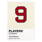 Ted Williams 9 Jersey Frame Men's T-Shirt – white close-up detail shot of the Ted Williams Players Couture logo design