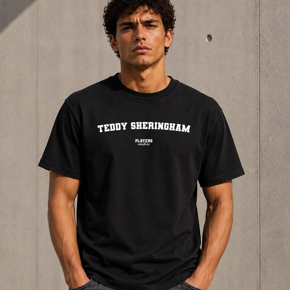 Teddy Sheringham Men's T-Shirt — lifestyle photo, Black t-shirt