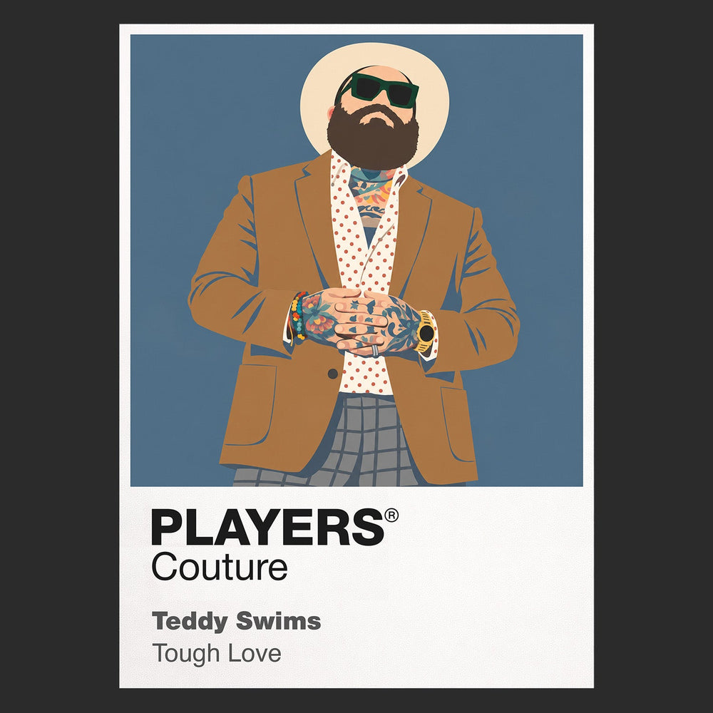 Teddy Swims Teddy Swims' tattoos, beard, cap and emotionally direct soul-pop performance style Icon Frame artwork in black
