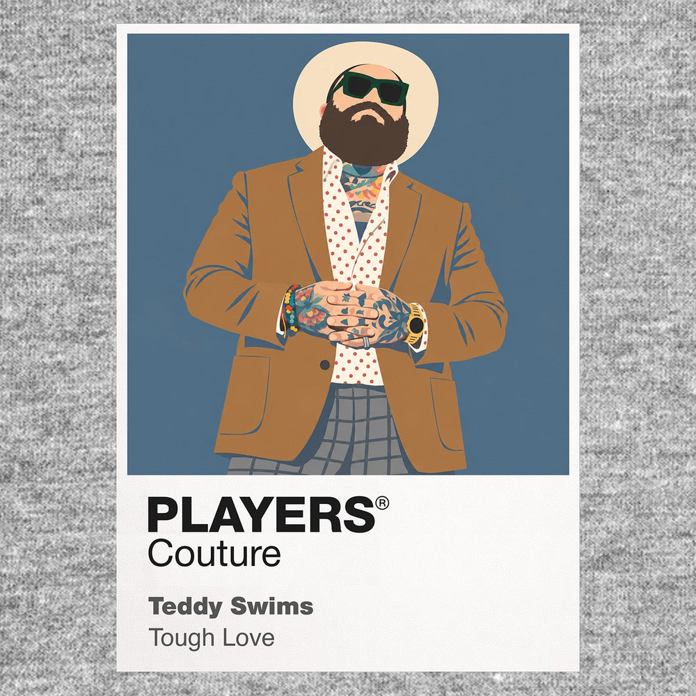 Teddy Swims Teddy Swims' tattoos, beard, cap and emotionally direct soul-pop performance style Icon Frame artwork in grey