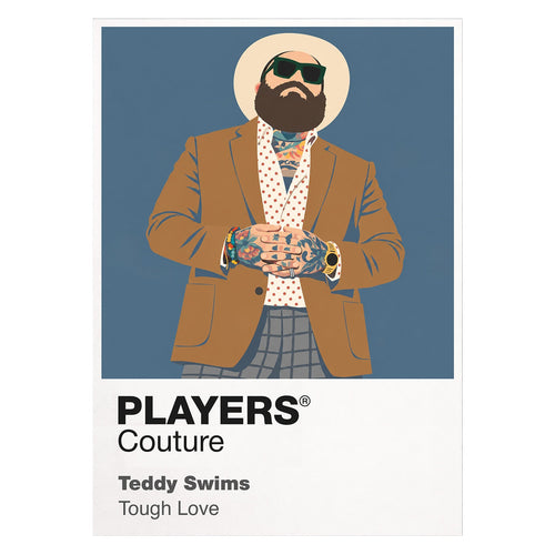 Teddy Swims Teddy Swims' tattoos, beard, cap and emotionally direct soul-pop performance style Icon Frame artwork on white