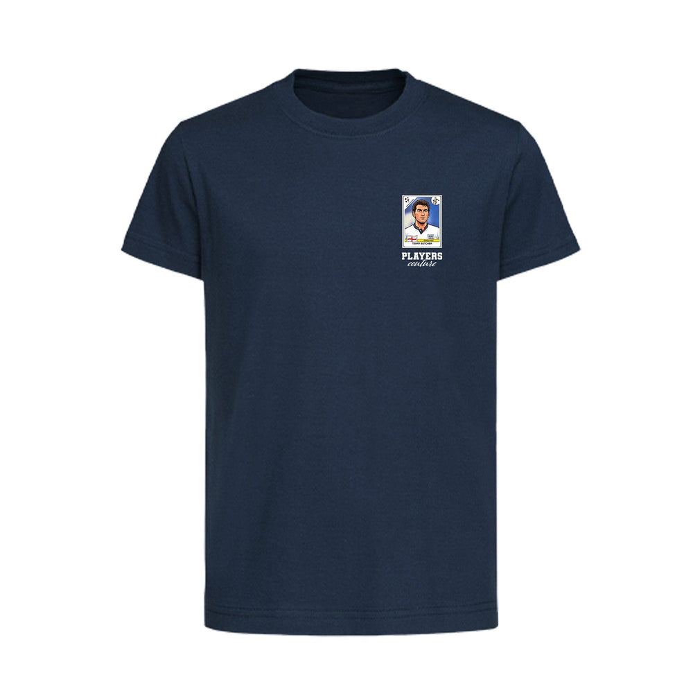 Terry Butcher World Cup Sticker Kids T-Shirt – terry butcher sticker kids navy tshirt Players Couture design