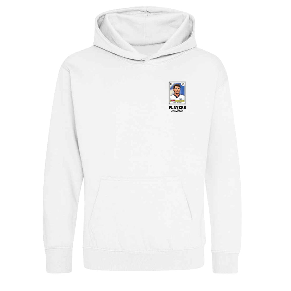 Terry Butcher World Cup Sticker Kids Hoodie – terry butcher sticker kids white hoodie Players Couture design