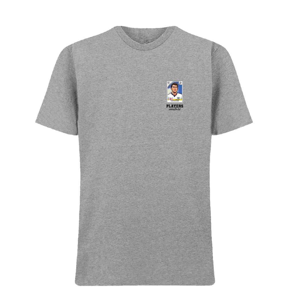 Terry Butcher World Cup t-shirt – grey men's t-shirt featuring the Terry Butcher World Cup Players Couture logo