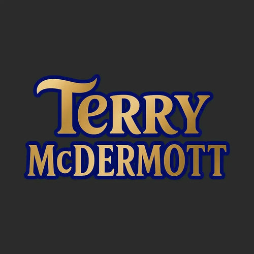 Terry McDermott Logo Men's Hoodie – black close-up detail shot of the Terry McDermott Players Couture logo design