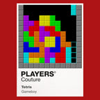 Tetris Colour Frame Men's Hoodie – red close-up detail shot of the Tetris Colour Players Couture logo design