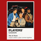 The A-Team Hannibal, Face, B.A. Baracus, Murdock and their black-and-red GMC van Icon Frame artwork in red