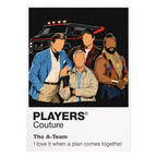 The A-Team Hannibal, Face, B.A. Baracus, Murdock and their black-and-red GMC van Icon Frame artwork on white