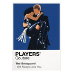 The Bodyguard Rachel Marron and Frank Farmer framed by stage light, formal tailoring and protective distance Icon Frame artwork on white
