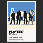 The Deadly Viper Assassination Squad the Bride facing the Deadly Viper Assassination Squad in colour-coded suits and sword-ready silhouettes Icon Frame artwork in black