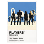 The Deadly Viper Assassination Squad the Bride facing the Deadly Viper Assassination Squad in colour-coded suits and sword-ready silhouettes Icon Frame artwork on white