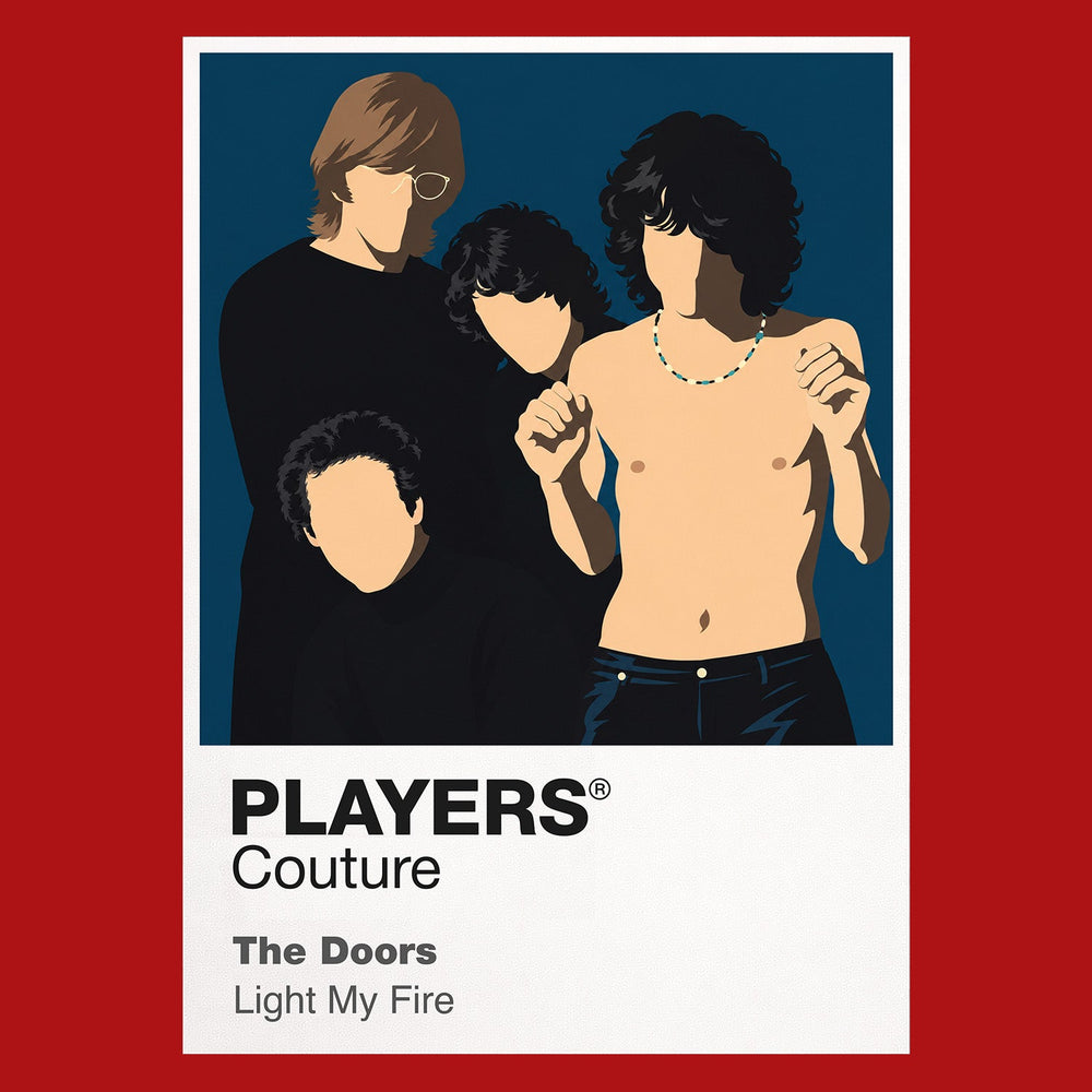 The Doors the Doors' four-member Los Angeles silhouette and dark psychedelic stage atmosphere Icon Frame artwork in red