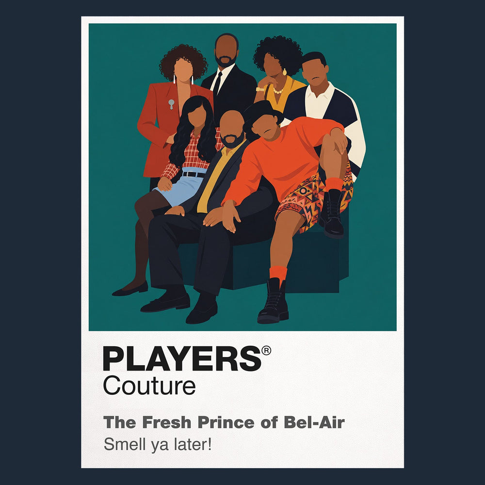 The Fresh Prince of Bel-Air Will Smith's vivid 1990s Bel-Air style and life with the Banks family Icon Frame artwork in navy