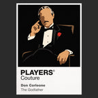 The Godfather Vito and Michael Corleone in formal black suits against the restrained shadows of the family office Icon Frame artwork in black