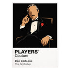 The Godfather Vito and Michael Corleone in formal black suits against the restrained shadows of the family office Icon Frame artwork on white