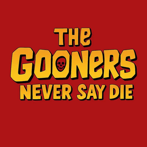 The Gooners Logo Men's T-Shirt – red close-up detail shot of the The Gooners Players Couture logo design