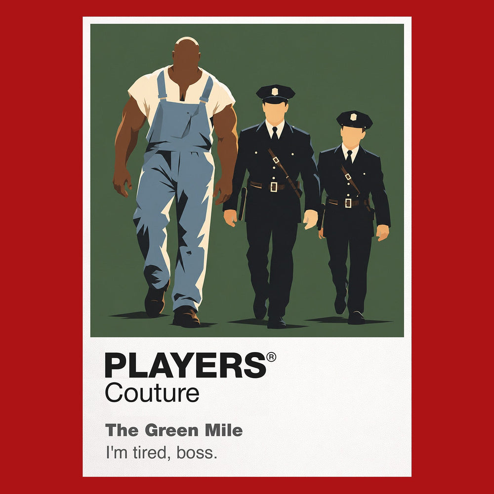 The Green Mile John Coffey and Paul Edgecomb along the green-floored death-row corridor at Cold Mountain Icon Frame artwork in red
