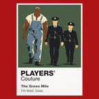 The Green Mile John Coffey and Paul Edgecomb along the green-floored death-row corridor at Cold Mountain Icon Frame artwork in red