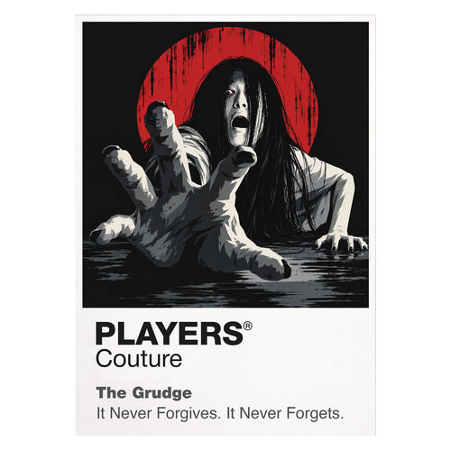 The Grudge Kayako's dark hair and contorted stairway silhouette inside the cursed Tokyo house Icon Frame artwork on white