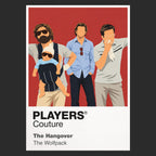 The Hangover Wolfpack Phil, Stu, Alan and Doug in their mismatched suits after a Las Vegas night that erased itself Icon Frame artwork in black