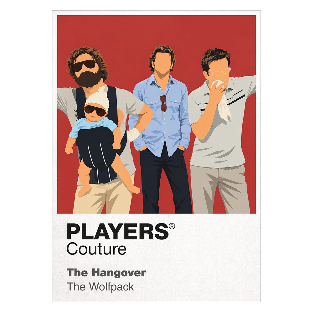 The Hangover Wolfpack Phil, Stu, Alan and Doug in their mismatched suits after a Las Vegas night that erased itself Icon Frame artwork on white