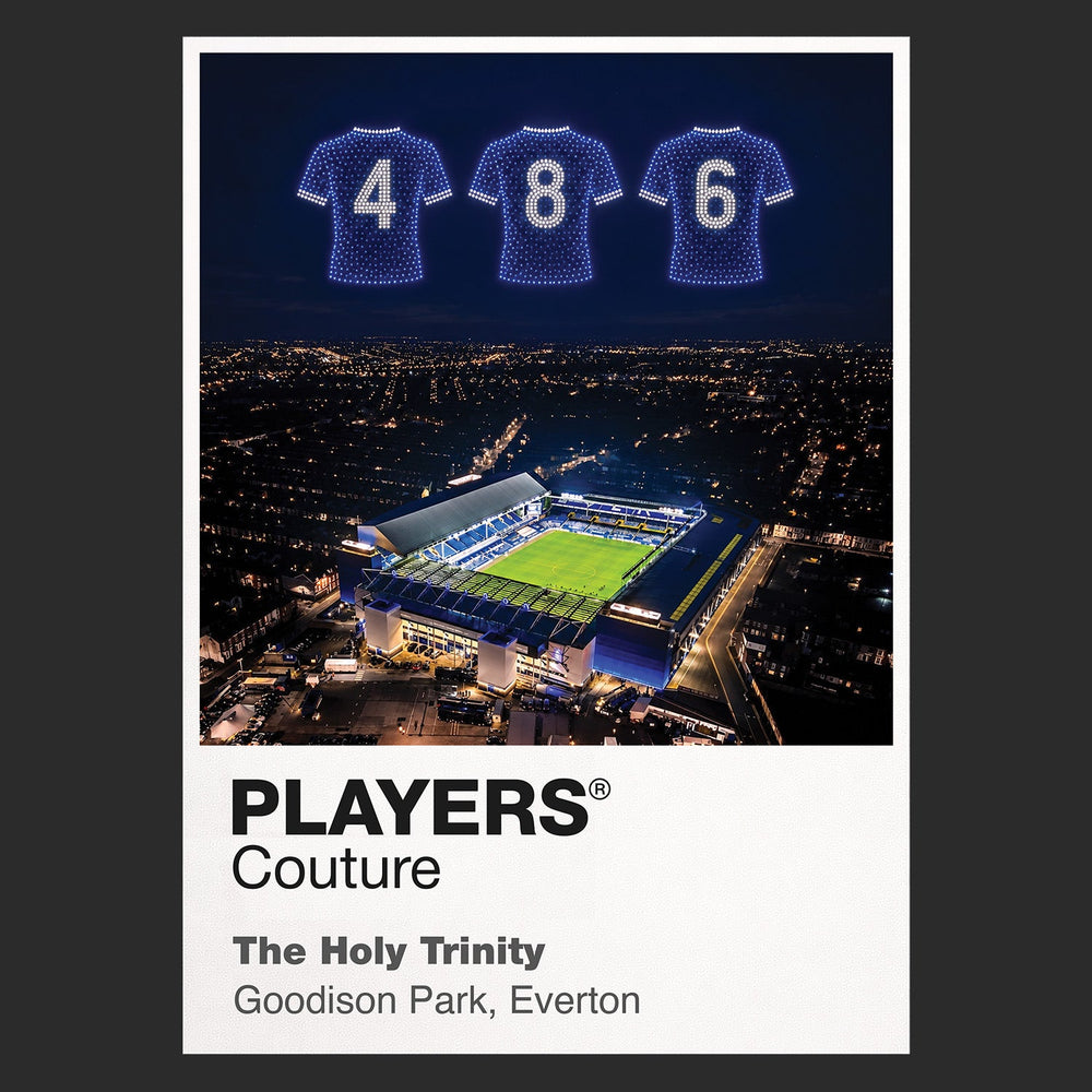 Everton Holy Trinity Ball Kendall and Harvey Icons in Lights Frame artwork in black