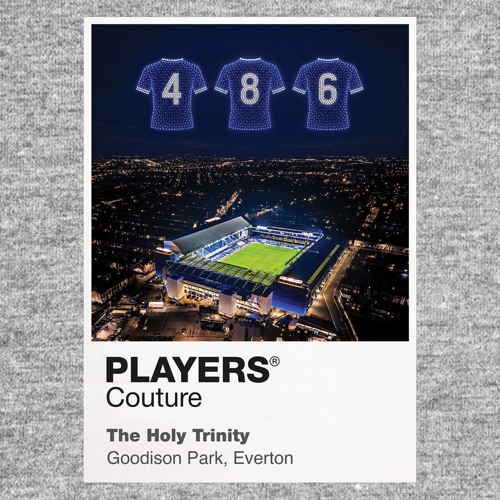 Everton Holy Trinity Ball Kendall and Harvey Icons in Lights Frame artwork in grey