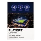 Everton Holy Trinity Ball Kendall and Harvey Icons in Lights Frame artwork in white