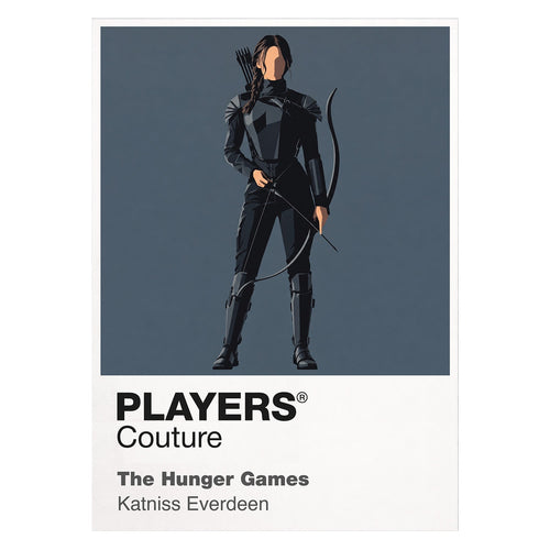 The Hunger Games Katniss Everdeen with bow and Mockingjay symbolism between District 12 and the Capitol arena Icon Frame artwork on white