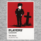 The Omen Damien's small suited figure beneath ominous church architecture and the shadow of the number 666 Icon Frame artwork in grey