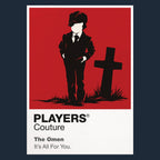 The Omen Damien's small suited figure beneath ominous church architecture and the shadow of the number 666 Icon Frame artwork in navy