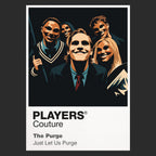 The Purge masked intruders outside the Sandin family's secured home during the annual Purge night Icon Frame artwork in black