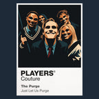 The Purge masked intruders outside the Sandin family's secured home during the annual Purge night Icon Frame artwork in navy