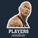 The Rock Badge Men's Hoodie – white close-up detail shot of the The Rock Players Couture logo design