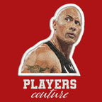 The Rock Badge Men's Hoodie – white close-up detail shot of the The Rock Players Couture logo design