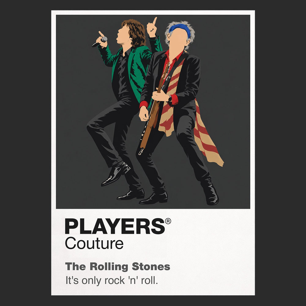 The Rolling Stones Rolling Stones design two, presenting a distinct line-up and stagewear composition Icon Frame artwork in black