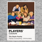 The Royle Family Jim, Barbara, Denise, Dave and Antony gathered around the Royle family television Icon Frame artwork in grey