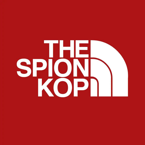 The Spion Kop Logo Men's T-Shirt – red close-up detail shot of the The Spion Kop Players Couture logo design
