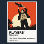 The Texas Chain Saw Massacre Leatherface in butcher's apron carrying the chainsaw beneath the harsh Texas sun Icon Frame artwork in navy