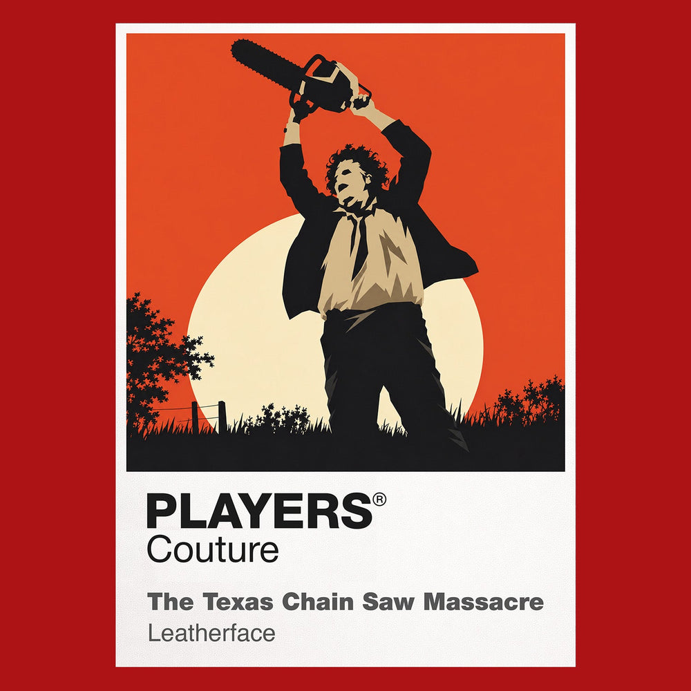 The Texas Chain Saw Massacre Leatherface in butcher's apron carrying the chainsaw beneath the harsh Texas sun Icon Frame artwork in red